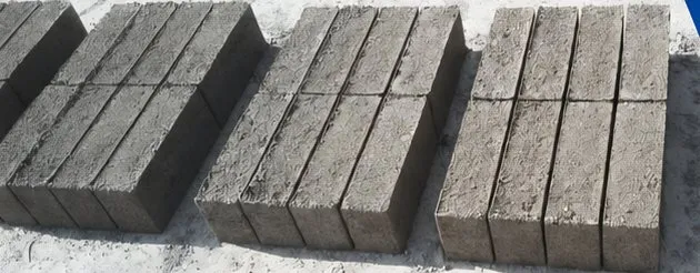 Cement bricks drying in the Midwest yard